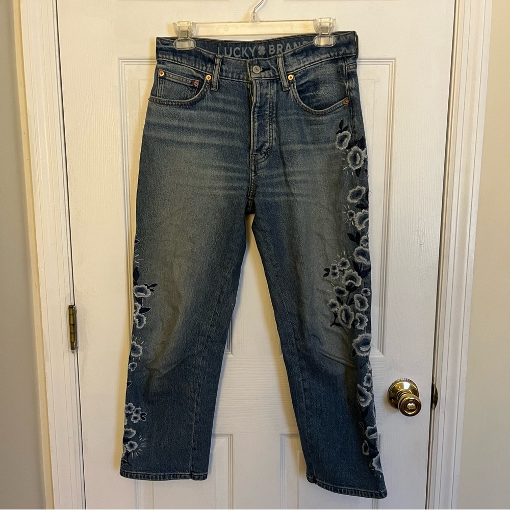 SOLD Lucky Brand 90s Loose Crop Flower Embroidered Jeans - Picture 7 of 12